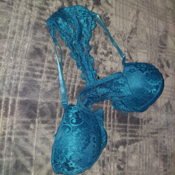 XOXO Racerback Push Up Bra, 34C, Ocean Blue Aqua Teal Floral Lace, NWOT - Picture 13 of 13